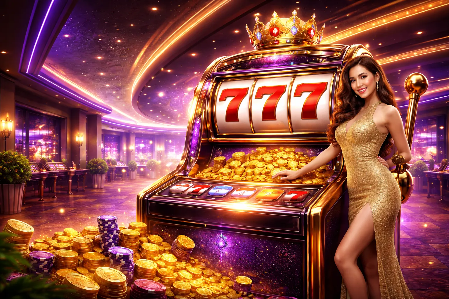 Hình ảnh game nổ hũ 789win với máy slot và tiền thưởng